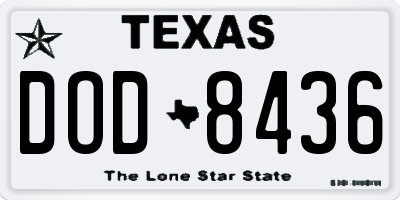 TX license plate DOD8436