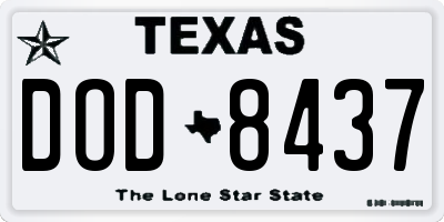 TX license plate DOD8437
