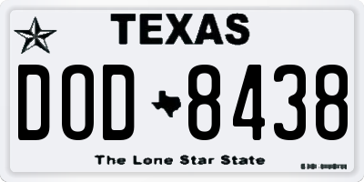 TX license plate DOD8438