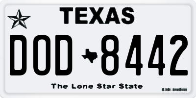 TX license plate DOD8442