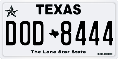 TX license plate DOD8444