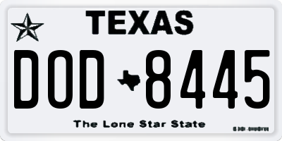 TX license plate DOD8445
