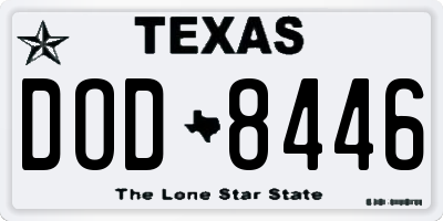 TX license plate DOD8446