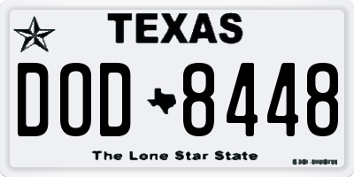 TX license plate DOD8448