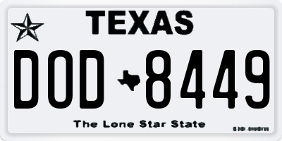 TX license plate DOD8449