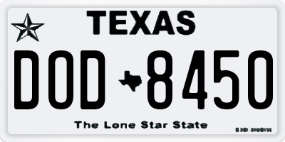 TX license plate DOD8450