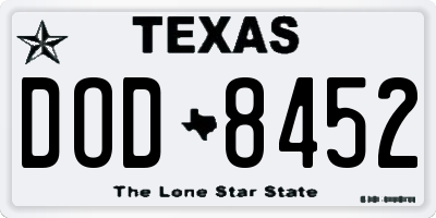 TX license plate DOD8452