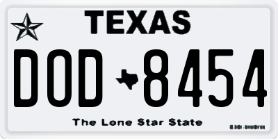 TX license plate DOD8454