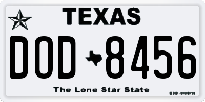TX license plate DOD8456