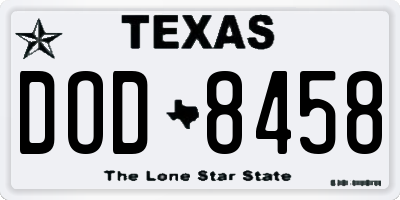 TX license plate DOD8458