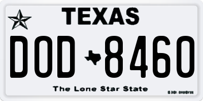 TX license plate DOD8460