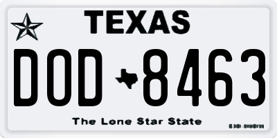 TX license plate DOD8463