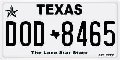 TX license plate DOD8465