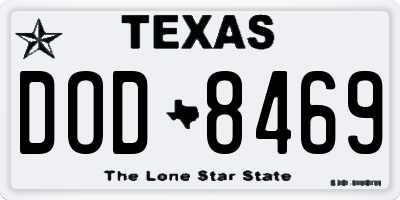TX license plate DOD8469