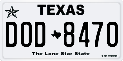 TX license plate DOD8470