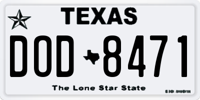 TX license plate DOD8471
