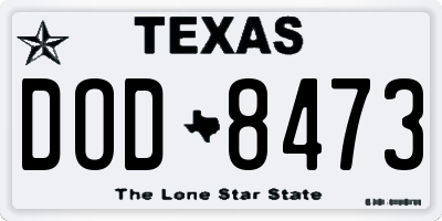 TX license plate DOD8473