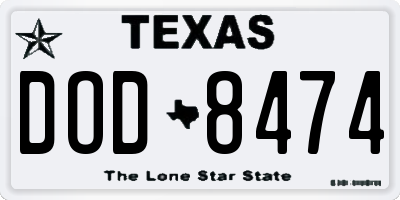 TX license plate DOD8474