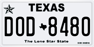 TX license plate DOD8480