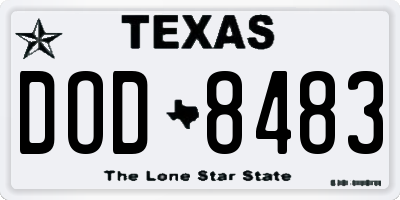 TX license plate DOD8483