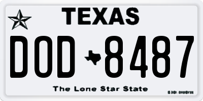 TX license plate DOD8487