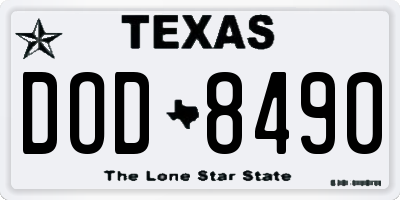 TX license plate DOD8490