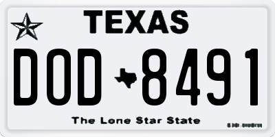 TX license plate DOD8491