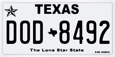 TX license plate DOD8492