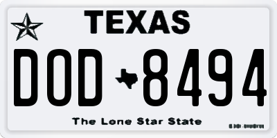 TX license plate DOD8494