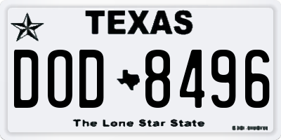 TX license plate DOD8496