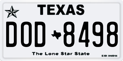 TX license plate DOD8498