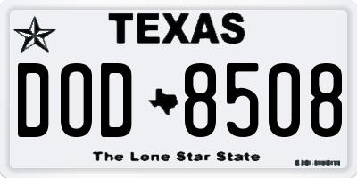 TX license plate DOD8508