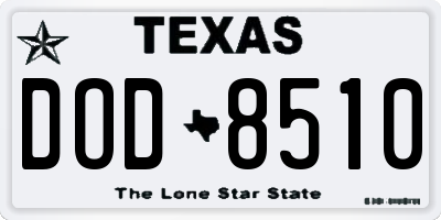 TX license plate DOD8510