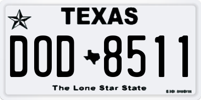 TX license plate DOD8511