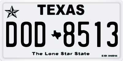 TX license plate DOD8513