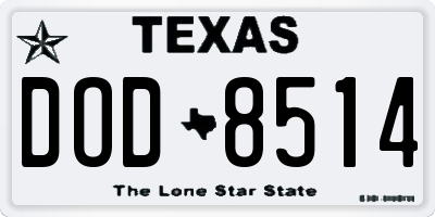 TX license plate DOD8514