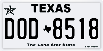 TX license plate DOD8518