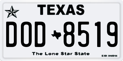 TX license plate DOD8519