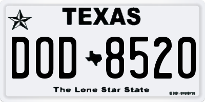 TX license plate DOD8520