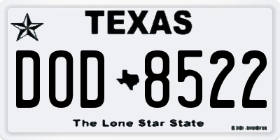 TX license plate DOD8522