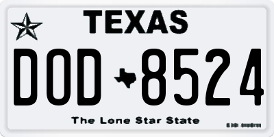 TX license plate DOD8524