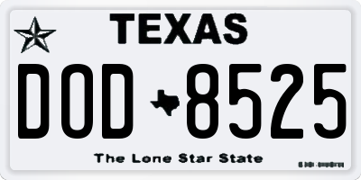 TX license plate DOD8525