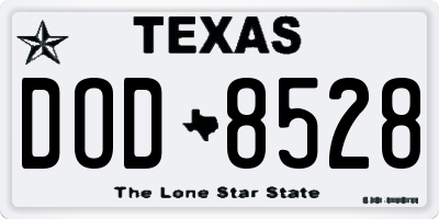 TX license plate DOD8528