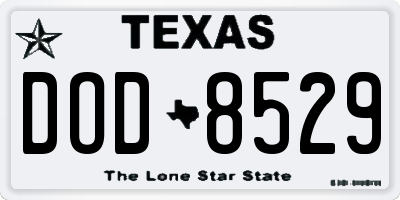 TX license plate DOD8529