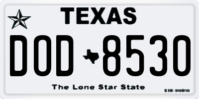 TX license plate DOD8530