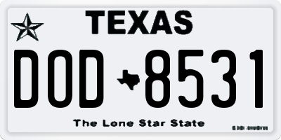 TX license plate DOD8531