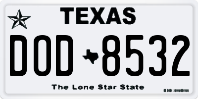 TX license plate DOD8532