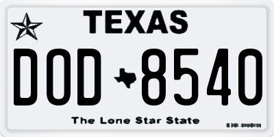 TX license plate DOD8540