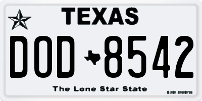 TX license plate DOD8542