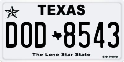 TX license plate DOD8543